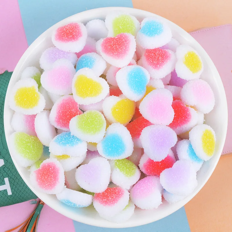 

15pcs Sweet Heart Candy Resin Decoration Crafts Flat Back Cabochon Scrapbooking Fit Hair Bow Phone Embellishments DIY Crafts
