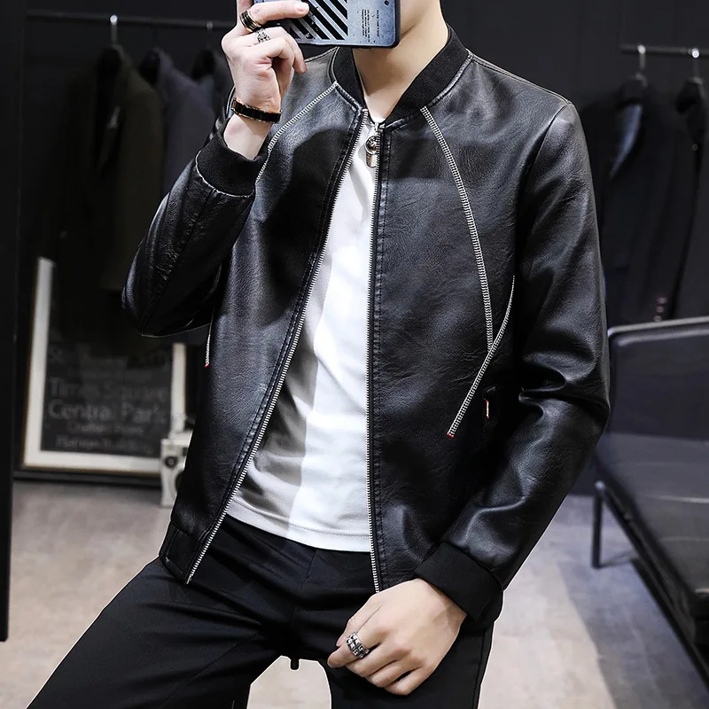 

MEN'S Leather Jacket Men's 2020 Autumn New Style Men'S Wear Handsome Slim Fit Trend Korean-style Autumn Biker Leather Jacket