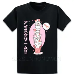 Kawaii Cat мороженое Манга Аниме рамен подарок Футболка Летний стиль футболка с круглым вырезом дышащая официальная дизайнерская семейная
