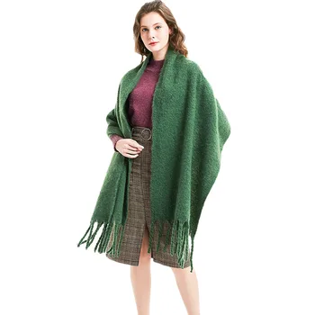 

Autumn and winter new plaid scarf long thick warm and soft solid color scarf