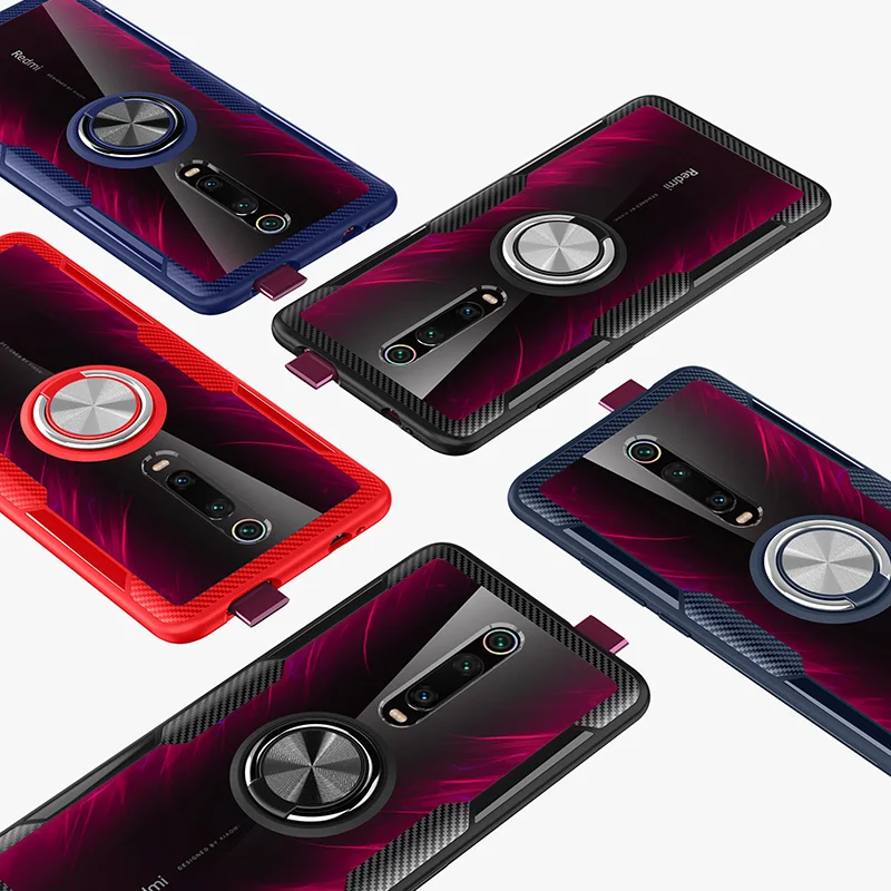 Для Xiaomi mi 9T красный mi K20 Pro Чехол для телефона роскошный TPU рамка прозрачная PC задняя крышка Алюминиевый кольцевой кронштейн противоударный