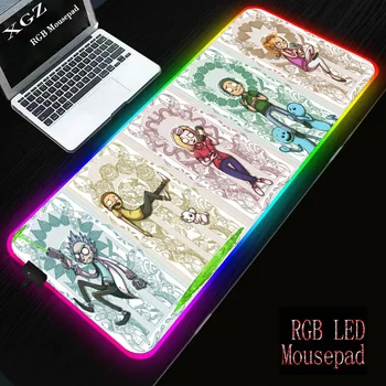 

XGZ Anime Morty RGB Gaming Large Mouse Pad Gamer Computer Lock Mausepad LED Lighting USB Desk Keyboard Mice Mat 40x90/30x80cm
