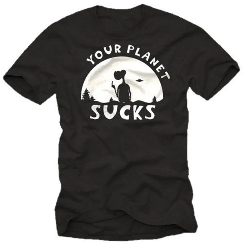 Funny Area 51 Alien Men With Your Planet Sucks Short Sleeve Ufo Nerd Trendy Tee Shirt Fitness Slim Male Casual Fashion | Мужская одежда