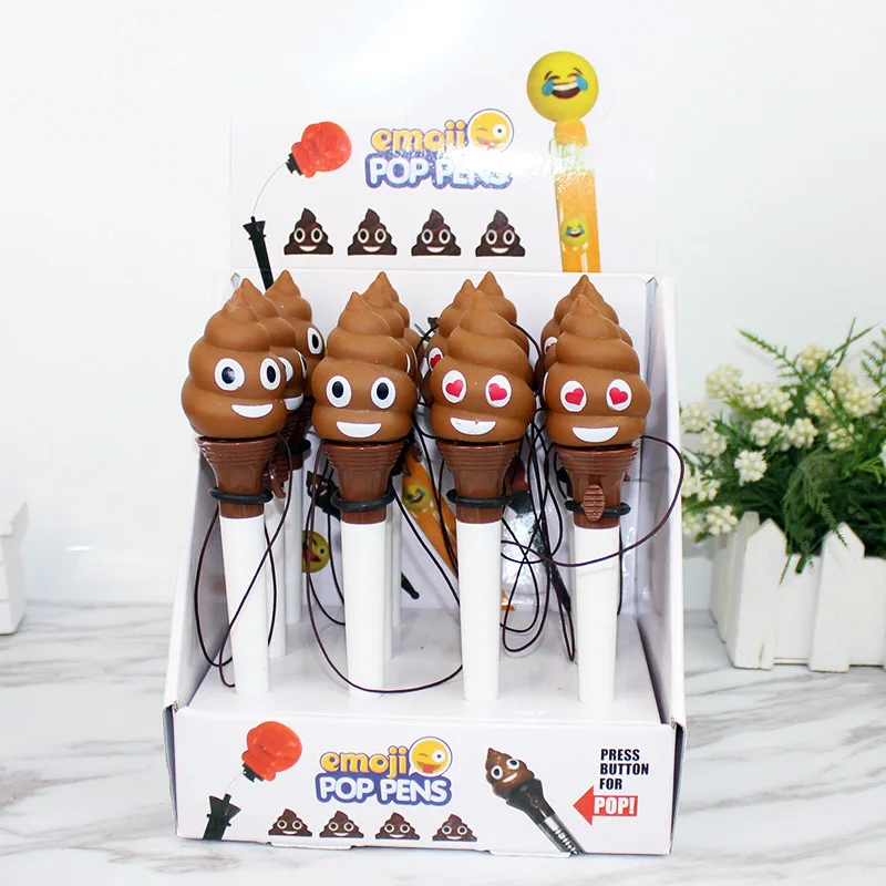 

1Pcs Cute Ball Pen Stationery Creative Funny Cartoon Pushable Toilet Poop Shit Stool Ballpoint Pen 0.7mm Black Ink