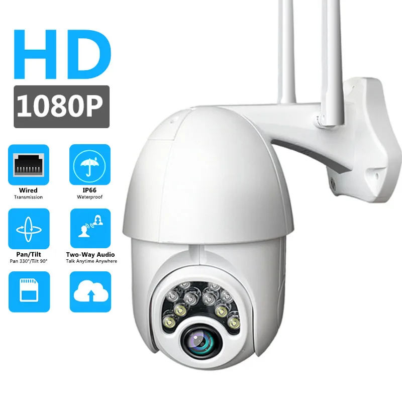 

1080P Cloud Storage Wireless PTZ IP Camera Speed Dome CCTV Security Cameras Outdoor ONVIF Two Way Audio P2P Camera WIFI TF Card