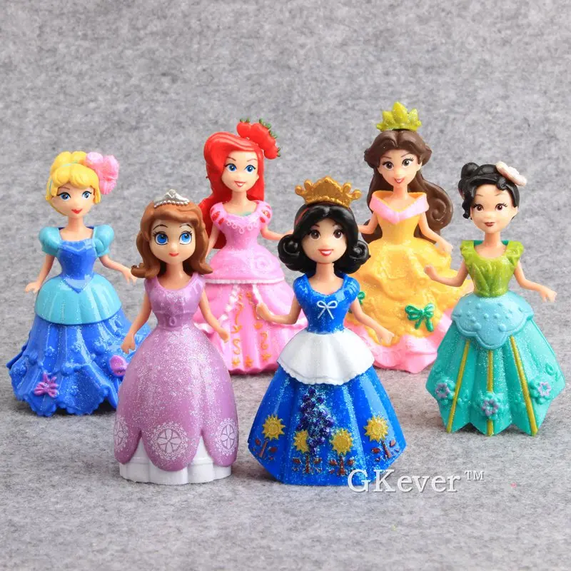 

6pcs/set Princess Dolls Action Figures Toy Collectible Model Dress up Princess Beauty Girl Carttoon Dolls children Birthday Gift