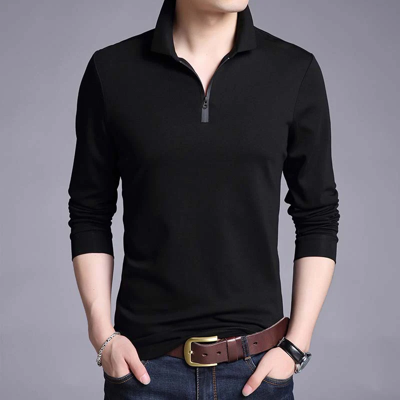 Весенняя и Осенняя Новая модная рубашка с длинными рукавами, мужская рубашка с отворотом, сплошной цвет, Повседневная рубашка - Цвет: black