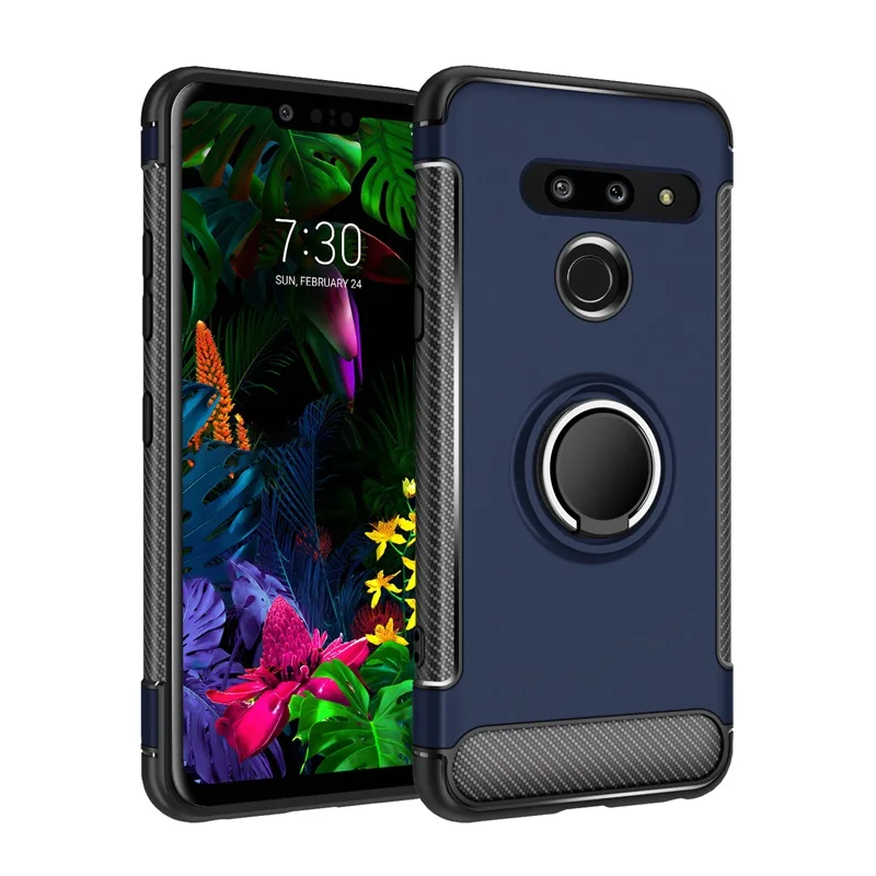 Чехол для LG V30 Plus, роскошный чехол, полное защитное кольцо, магнитный держатель, противоударный чехол для телефона s для LG V30 V35 V30S ThinQ Coque - Цвет: Синий