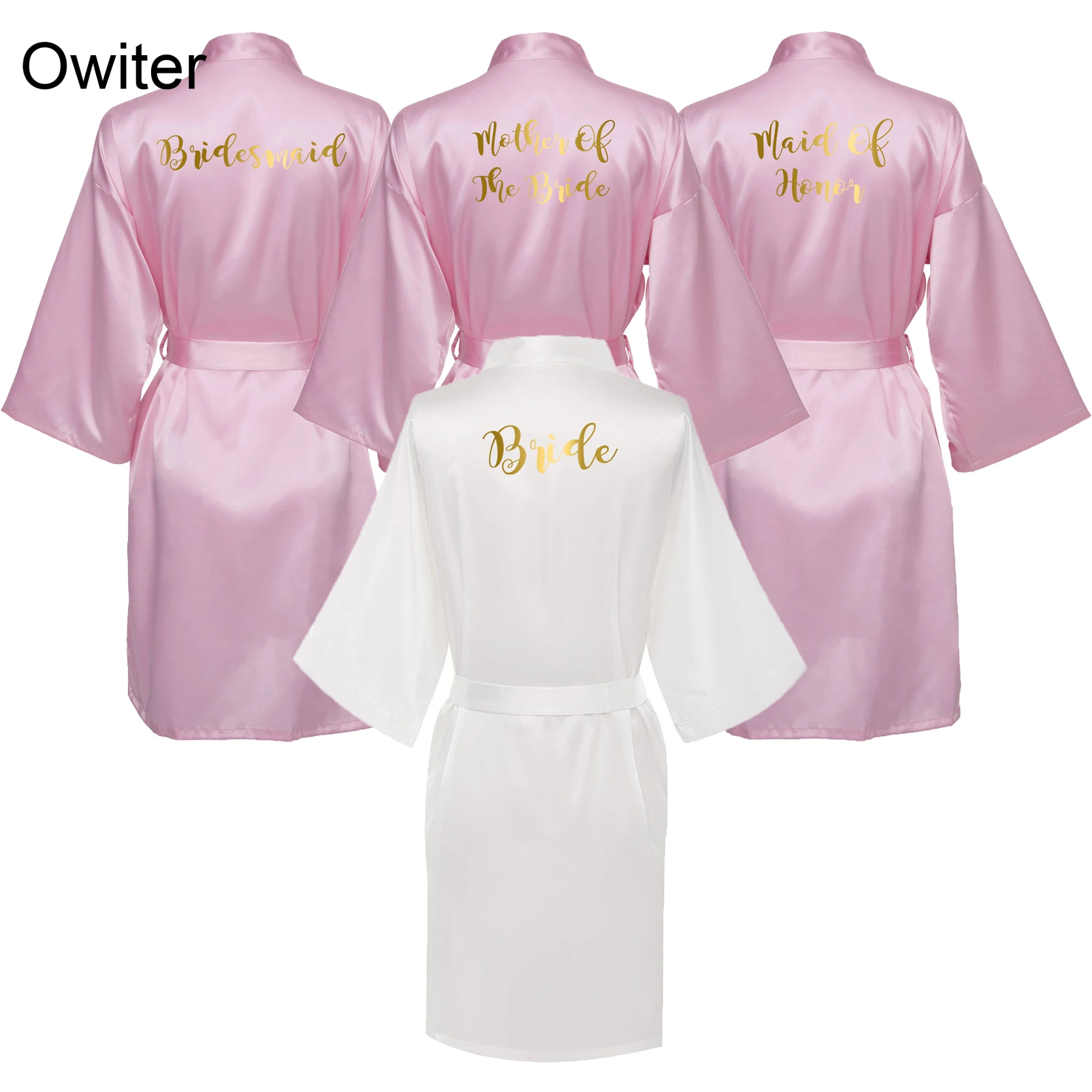Owiter женское розовое платье Атласный шелковый халат для невесты Свадебный сексуальный халат для невесты белые халаты одежда для сна