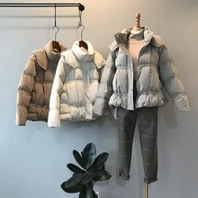 Женский пуховик с капюшоном и хлопковой подкладкой, новинка, зимнее свободное и утолщенное теплое пальто с хлопковой подкладкой, зимняя куртка