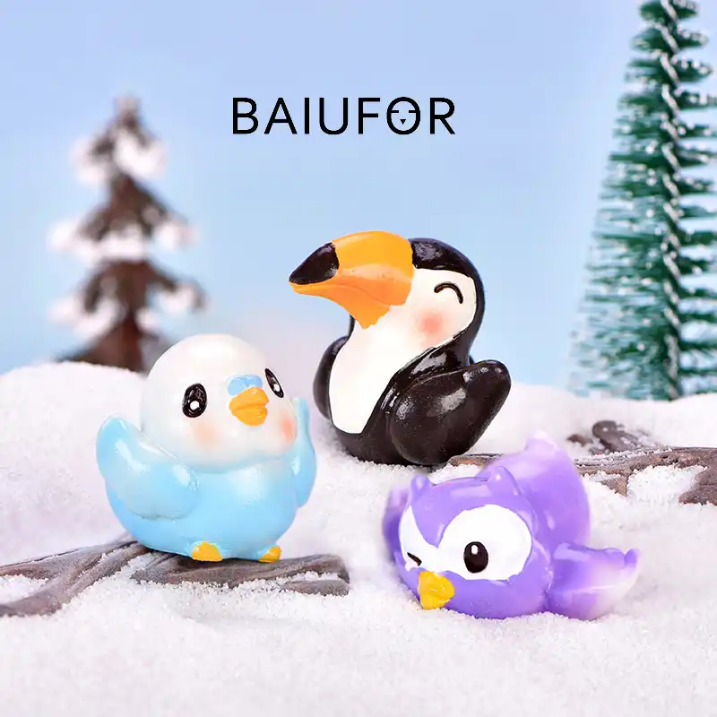 Baiufor miniaturas mini terrário dos desenhos animados pássaro papagaio coruja pica ninho de pássaro diy fada jardim decoração suculentas planta ornamento