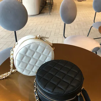 

S.IKRR Fashion Crossbody Bags For Women Luxury Designer Chain Bag Lozenge Small Round Shoulder Bags Leather Women 2020 Trend Hot