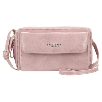 

Ladies Solid Color Wallet Multifunctional Zipper Clutch Fashion Mobile Phone Bag Messenger Wallet Large Capacity Storage Bag