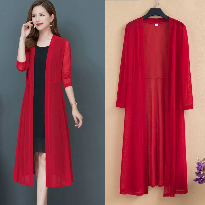 6XL Plus Size Summer Sun Protection Clothing Women Long Thin Cardigan Jacket Female Fashion Gauze Sunscreen Blouse Feminino Y390 | Женская
