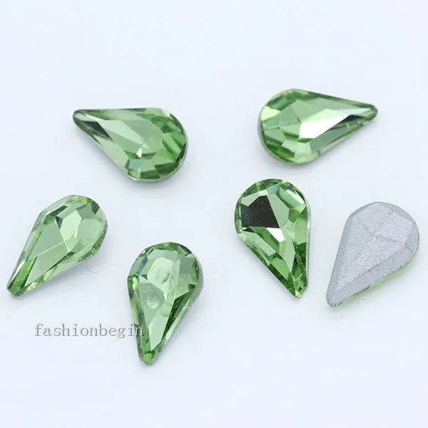 lt green 20p 6x10 мм слеза с заостренным фольгированным дном назад стеклянный модный Камень Кристалл Стразы дизайн ногтей украшение ожерелье брошь ремонт ювелирных изделий - Цвет: lt green