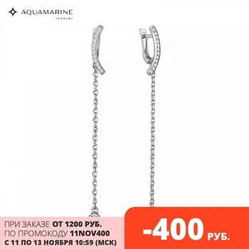 

Aquamarine long earrings with cubic zirconia, 925 sterling silver