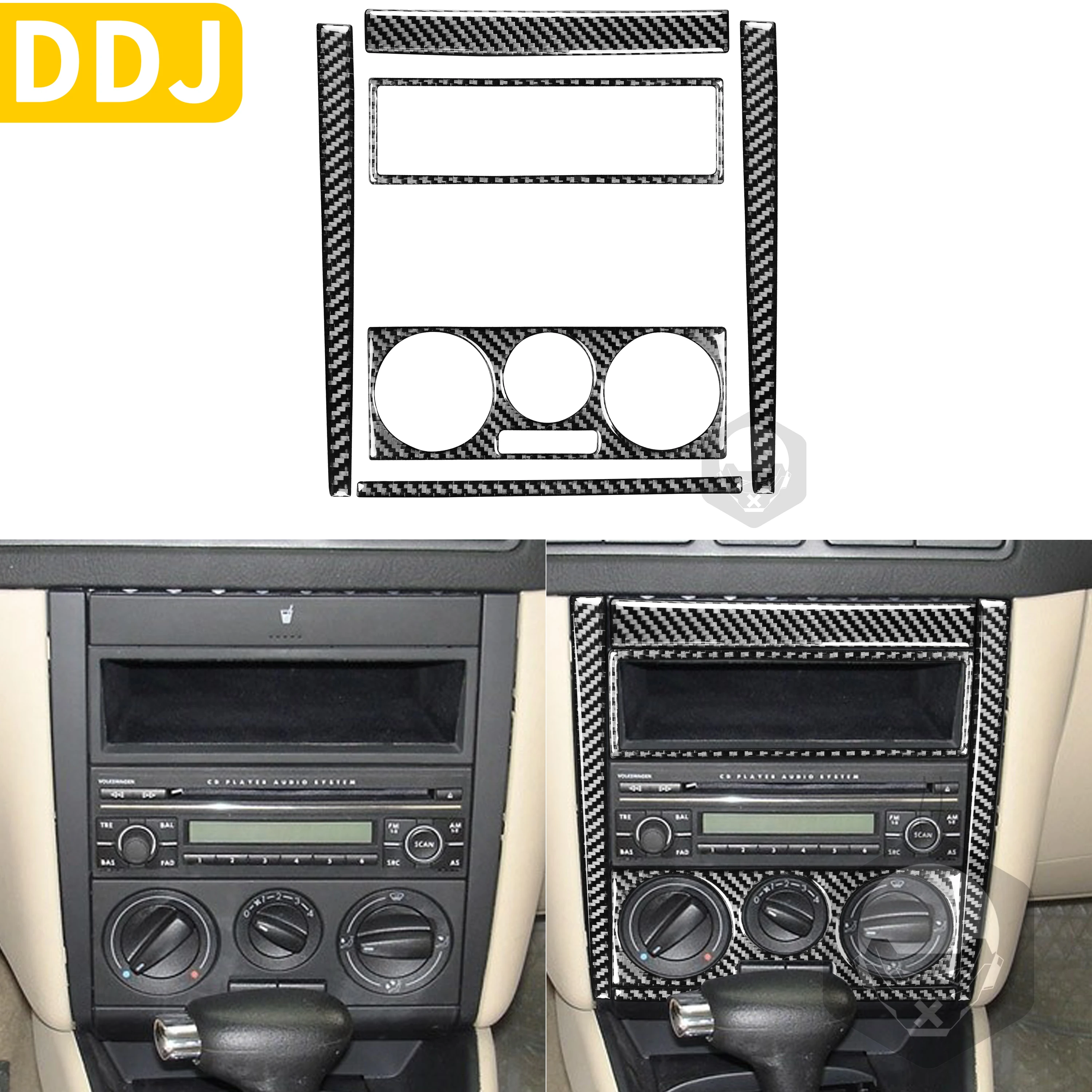 Car Carbon Fiber Stickers For Central Console Radio Cd Panel Frame