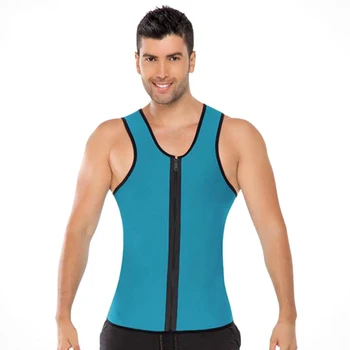 

Gym Sleeveless With Zipper Tank Top Men Spandex vest Sports Body Shaper Tank Top Sauna Sweat Fat Burner Waist Trainer Tank Top