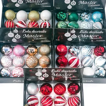 

12Pcs 8cm Christmas Tree Balls Colorful Hanging Home Party Xmas Ornament Decor LAD-sale