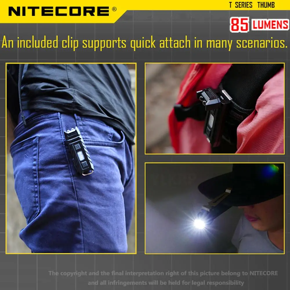 100% Оригинальный Компактный переносной светильник NITECORE THUMB с поворотом на 120