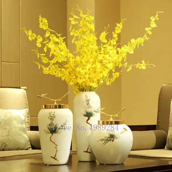 

Modern Jane Ceramic Vase Crafts Decoration Creativity Living Room Home Decorations Flower Arrangement with Cover Flower Vases