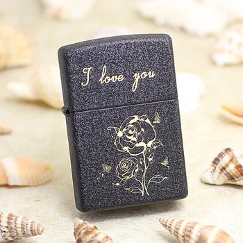 

Genuine Zippo oil lighter copper windproof I LOVE YOU Rose cigarette Kerosene lighters gifts With anti-counterfeiting code