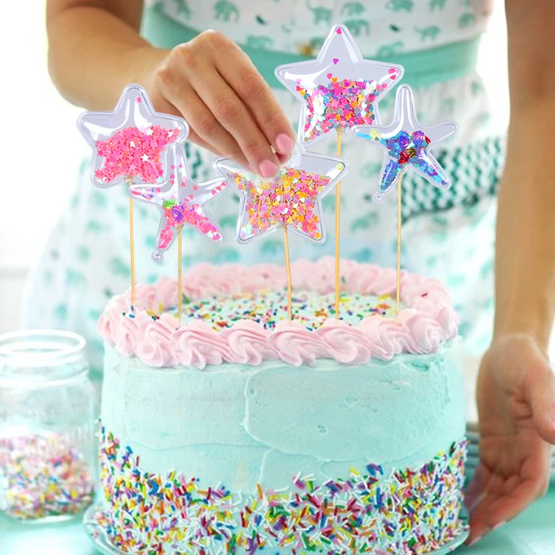 WEIGAO, 3 шт., украшение для торта, конфетти, звезда, любовь, морская звезда, топперы для свадьбы, Русалка, день рождения, украшения для торта для вечеринки