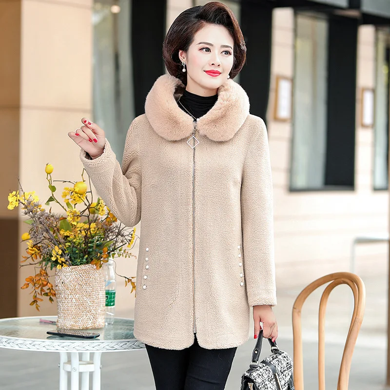 

Mom Thick Winter Imitation Mink Velvet Jacket Mid-length Plus-sized And Middle-aged WOMEN'S Apparels Autumn And Winter Woolen Co