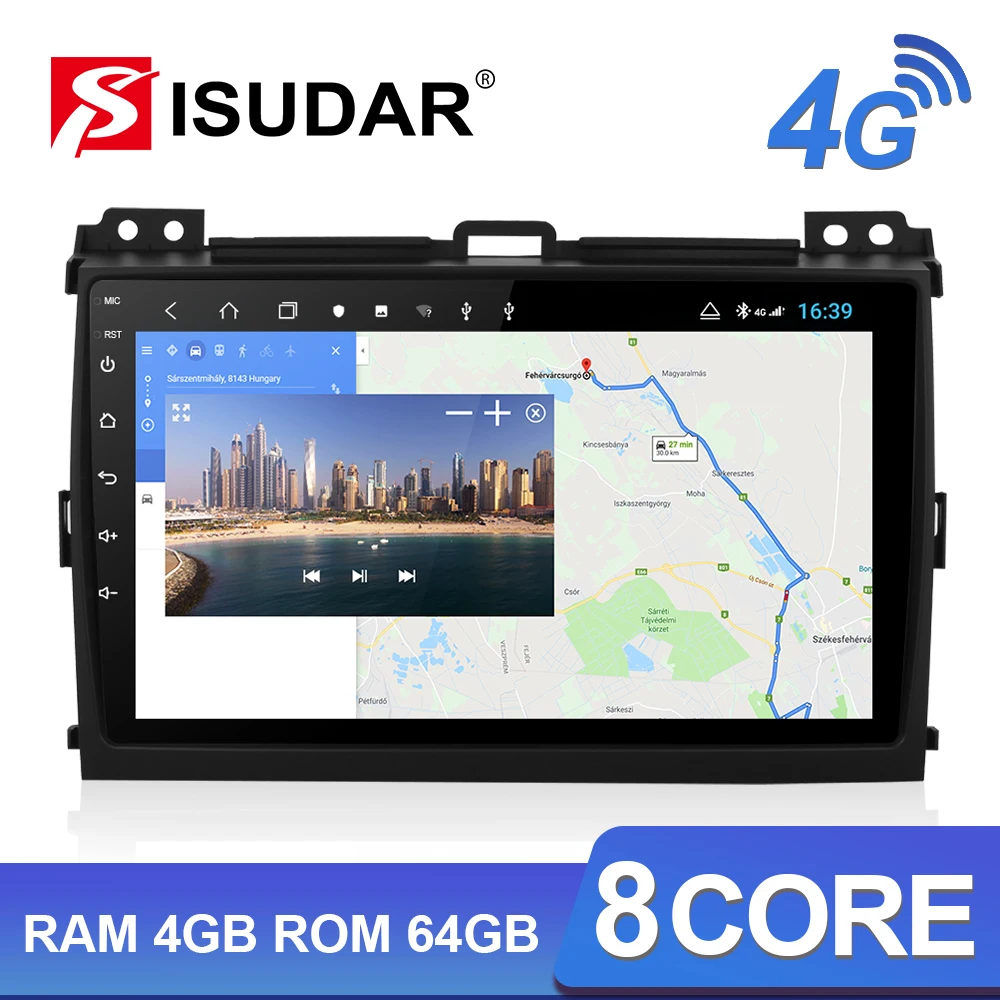 Цена Isudar H53 4G Android 1 Din Авто Радио для Toyota Prado 120 2004 2009 Автомобильный мультимедийный font b gps b font 8 ядерный ram 4 Гб rom 64 Гб Камера DVR 4G