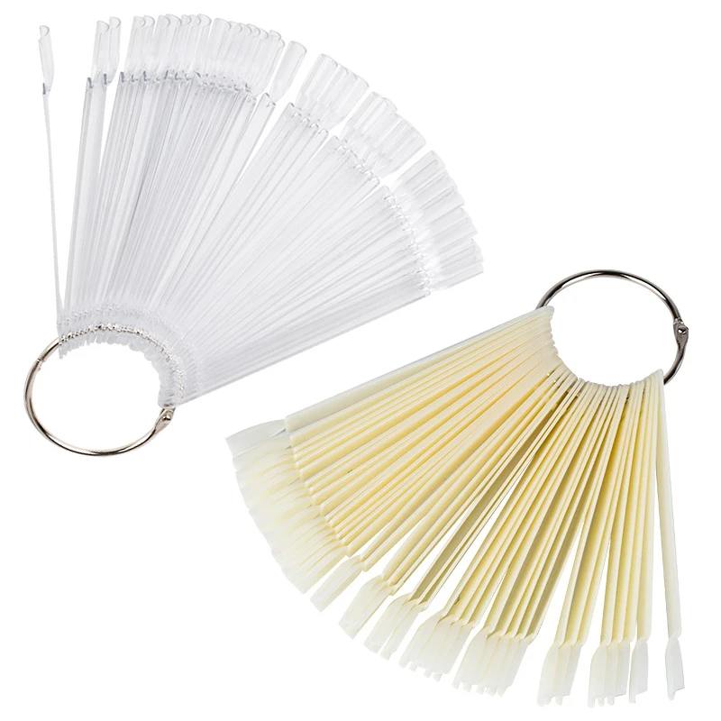 

1 Set False Nail Tips Fan Nature Nail Art Round Full Cover Display Practice Tools Fake Nails Manicure Acrylic UV Gel Polish