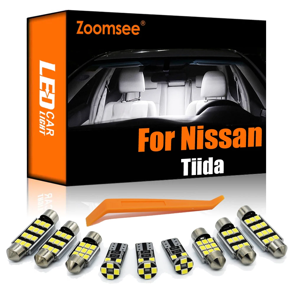 

Zoomsee 9Pcs Interior LED For Nissan Tiida C11 C12 C13 2005-2015 2016 2017 2018 2019 Canbus Car Indoor Dome Map Trunk Light Kit