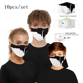 

10pcs/set Protective Mask for adult children Dustproof masque 3D Printed Filter Mask 5 layers filter Anti-dust Mask
