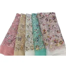 

2021 hot sale fashion sequin beads high quality wedding party soft dress embroidered velvet lace fabric