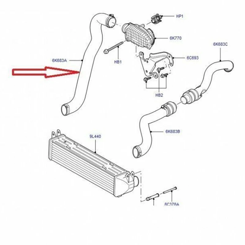 Интеркулер турбо шланг Труба для обнаружения 3 и 4 Range Rover Sport 2,7 TDV6 PNH500025