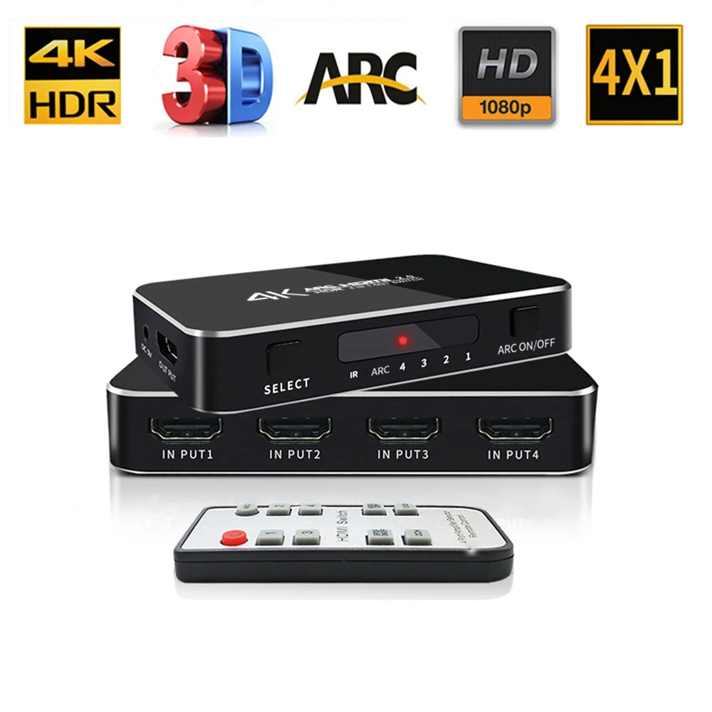 

HDCP 4K 60 HZ HDMI 4X1 HDMI Switch 2.0 Adapter With Audio Extractor Splitter For DHTV PS4 1pcs 105x57x21cm