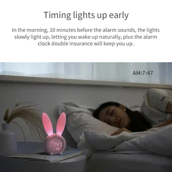 

Rabbit LED Night Light For Children Baby Kids Bedside Lamp Alarm Clock Sounding Night Time Clock For Kid/Baby/Children Bedroom