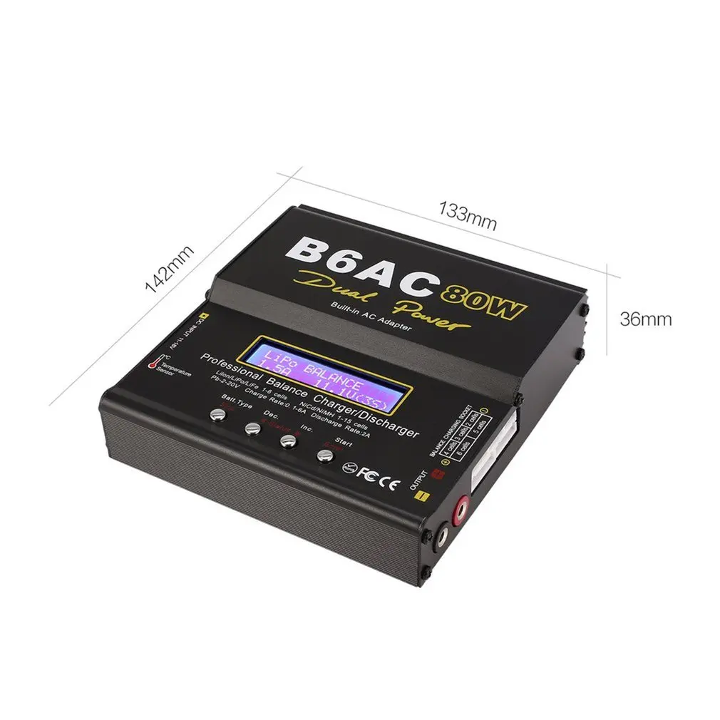 B6AC 80 Вт 6A Lipo NiMh Li Ion Ni Cd AC/DC RC зарядное устройство 10 Dis для автомобиля вертолет Дрон