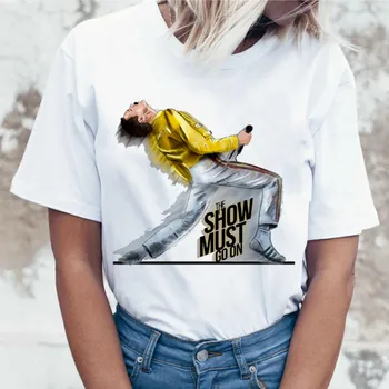 

2019 New Freddie Mercury T Shirt Women Harajuku Vintage Ullzang T-shirt Fashion Queen Tshirt 90s Graphic Rock Top Tee Female