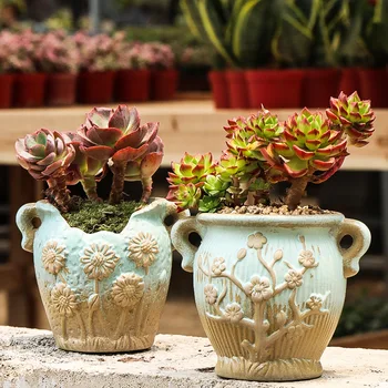 

Succulent Plant Pot Ceramic Potted Plant Simple Personality Pottery Plant Large Flower Pot Small Pot Decorative Vase