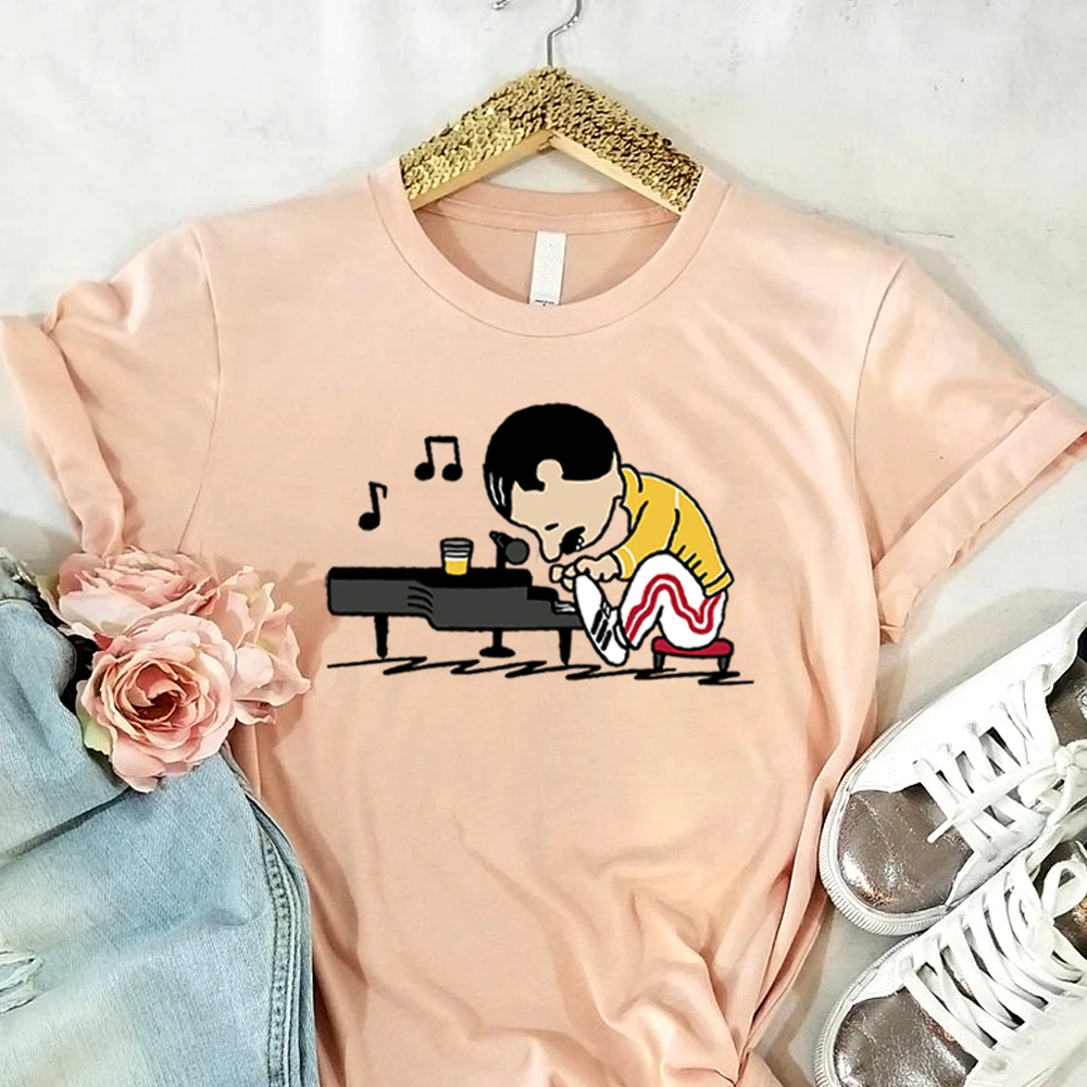 Freddie Mercury PlayThe Piano забавная Милая женская рубашка Freddie Piano футболки