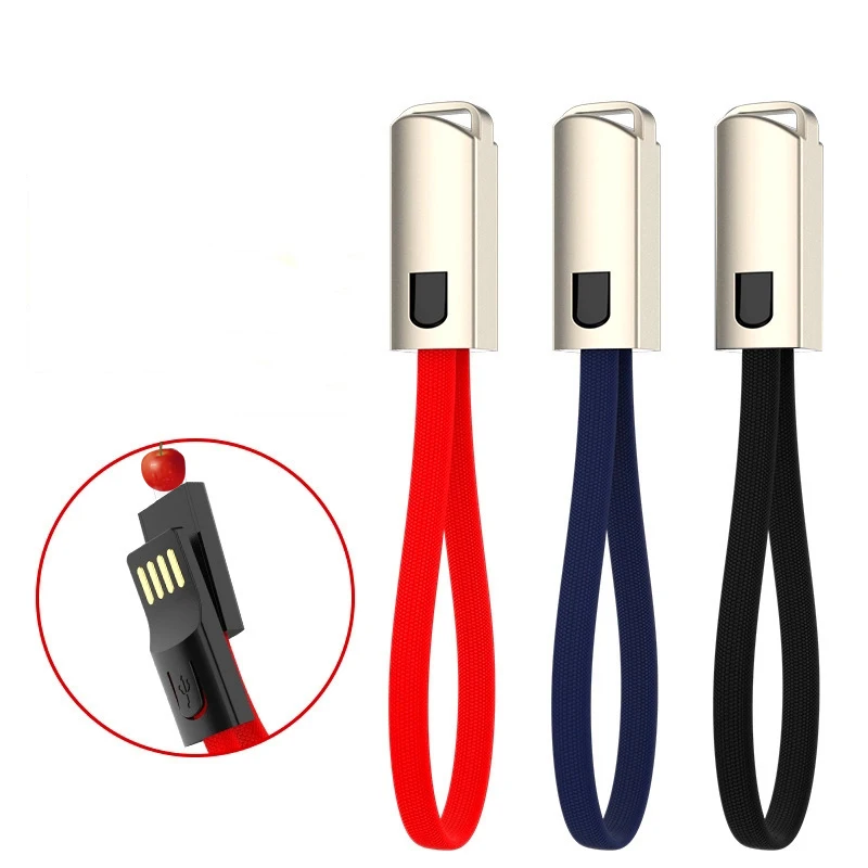 

2 In 1 USB Cable and Keychain Type C Cable for Samsung IPhone Xs Mini Keychain Accessory Portable Charging Micro USB Data Cord