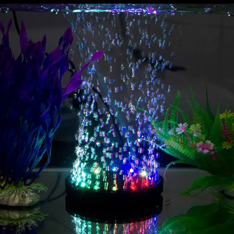 1 шт. светодиодный водонепроницаемый пламенно-образный подводный свет, соединенный с кислородным насосом, аквариумные украшения, штепсельная вилка ЕС
