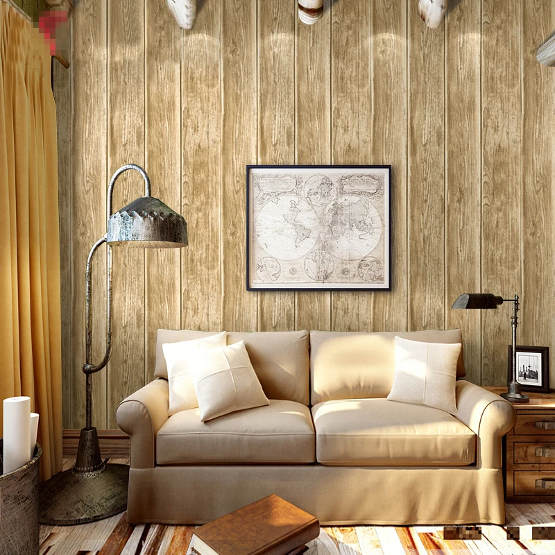 3D Stereoscopic Retro Nostalgic Imitation Wood Grain Wallpaper Living Room Restaurant Clothing Store Cafe Barber Shop Wall paper |