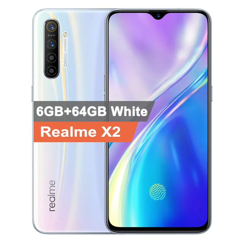 Мобильный телефон realme X2 6," 64MP Quad camera 6G/8G ram 64/128/256G rom Snapdragon 730G NFC 50W Super VOOC Быстрая зарядка - Цвет: 6G 64G White