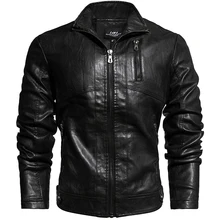 Новинка, мужские кожаные куртки, мотоциклетная куртка из искусственной кожи, мужские осенние повседневные кожаные пальто, приталенная Мужская брендовая одежда
