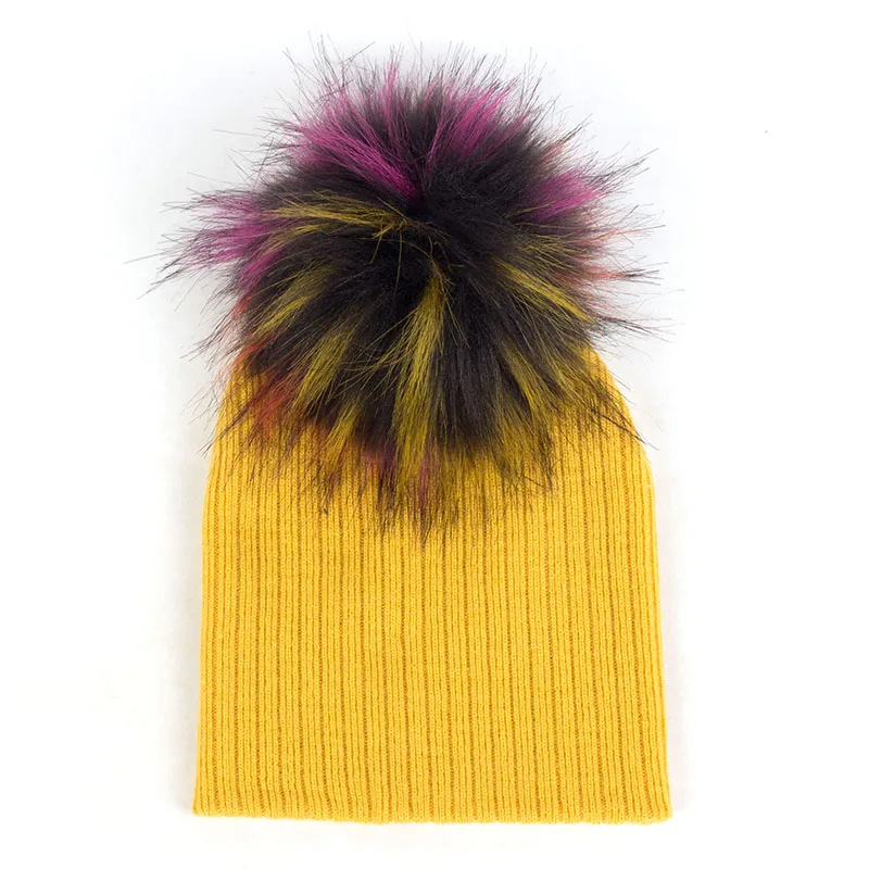 Geebro Fashion child baby Solid Color Ribbed Beanies hats With Faux fur pompom New Girls Boys Kids Soft Cute skully hats timberland skully Skullies & Beanies