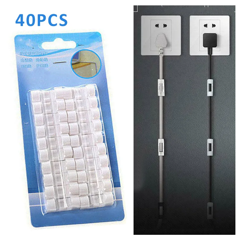 

40pcs Self-adhesive Wire Organizer Securing Cable Clips Clamp Storage Buckle Telephone Line Clamp For Cord Management