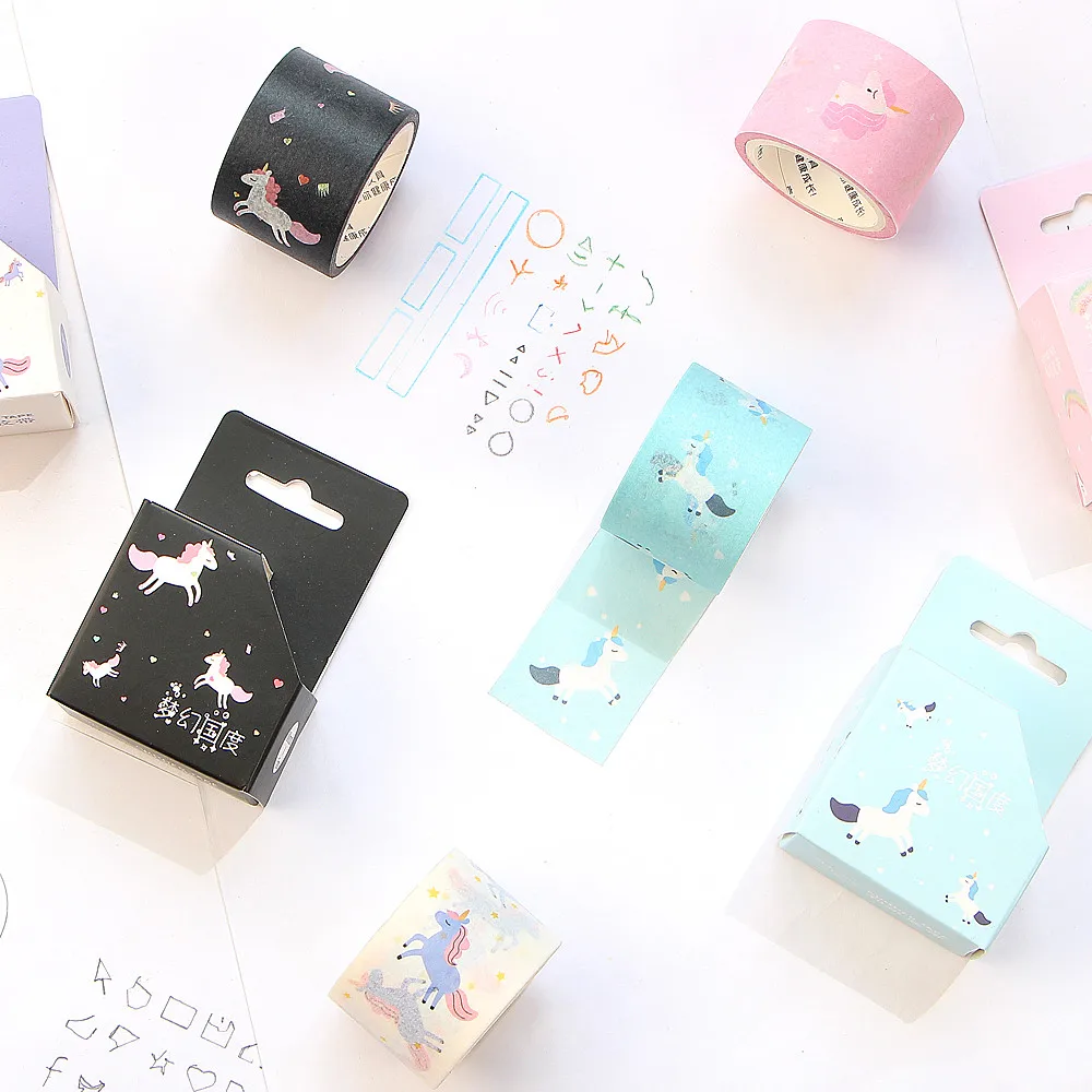 1 шт. симпатичная Маскировка Лента Kawaii Единорог васи лента декоративная клейкая
