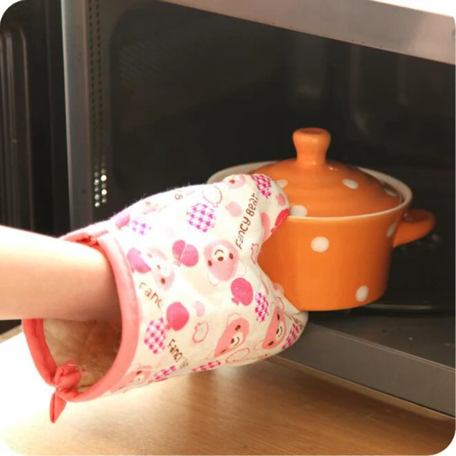 Oven Mitt Microwave Oven Glove Heatproof Anti-Slip Silicone Oven Mitt  Washable BBQ Gloves Cute Cartoon Insulated Baking Glove - AliExpress