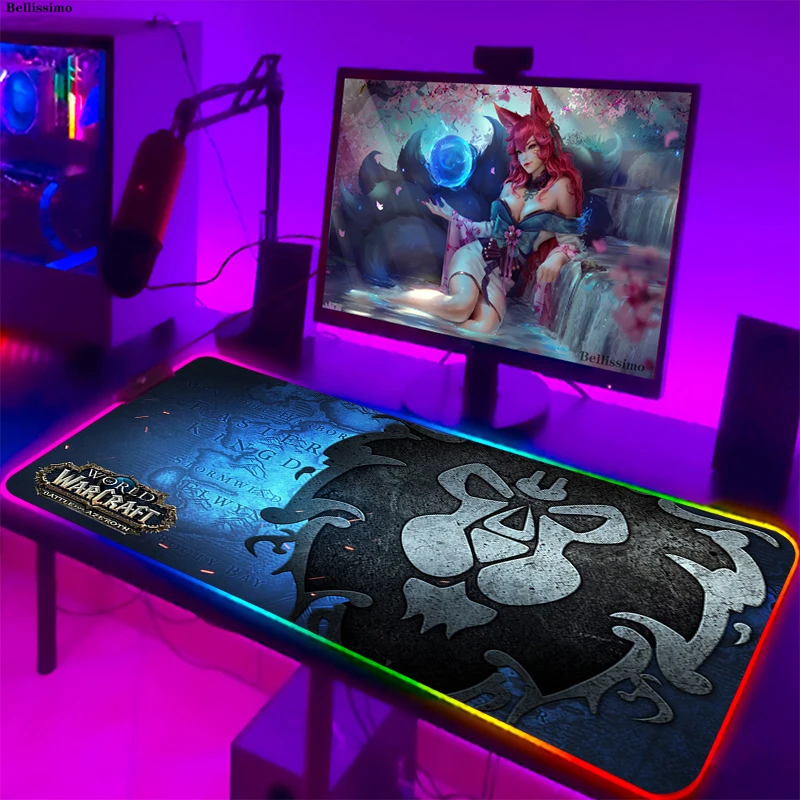 World Of Warcraft Mouse Mat Xxl Computer Pad Rgb Large Extended Mousepad Xl Backlight Gamer Pc